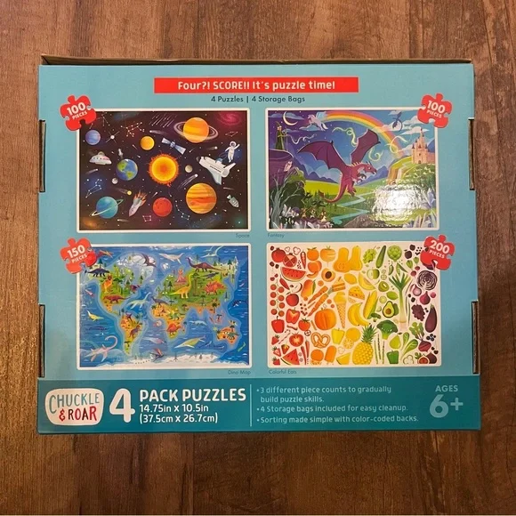 Chuckle & Roar 4 Pack Puzzle Set - Vibrant Multicolor - Picture 4 of 4